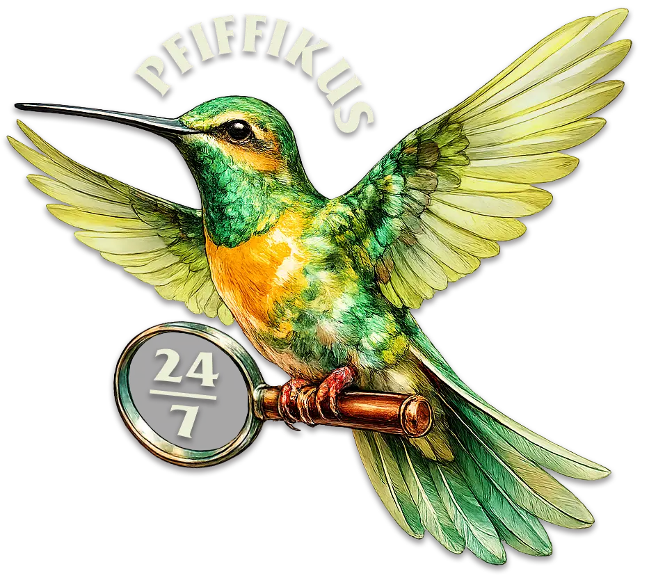 Pfiffikus der Kolibri als Reiseassistent des Reisebüros Ferienland in Berlin